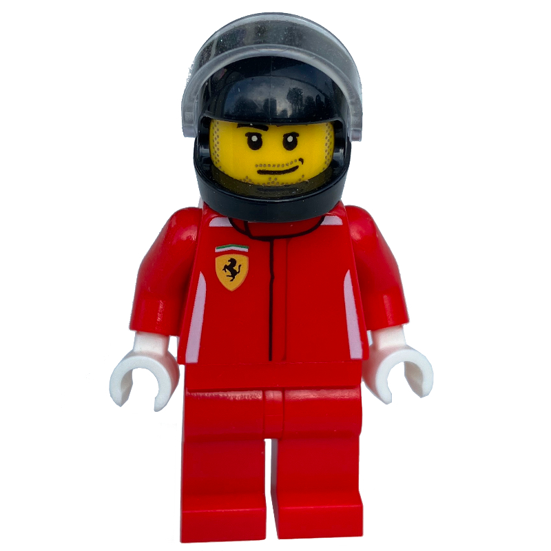 Lego Race Driver, Red Torso, Red Legs, Black Helmet, Ferrari 3