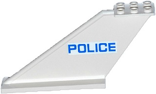 Lego Tail 12 x 2 x 5 with Blue 'POLICE' Pattern on Both Sides (Stickers) - Set 60046