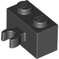 Lego Brick Special 1 x 2 with Vertical Clip [Open O Clip] / Black