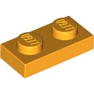Lego Plate 1 x 2 / Bright Light Orange