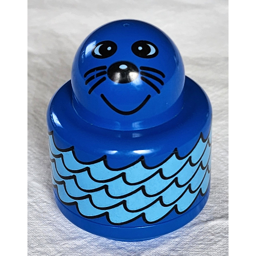 Lego Primo Brick 1 x 1 with Round Rattle, Water, Seal Print