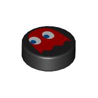 Lego Tile Round 1 x 1 with Red Ghost Print