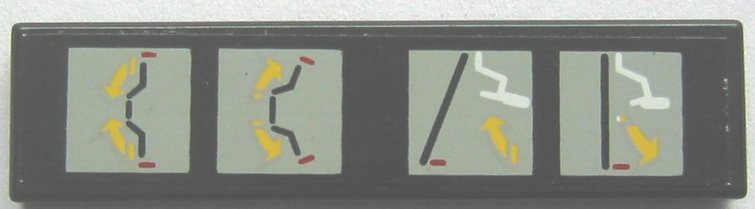 Lego Tile 1 x 4 with Arm and Grabber Lever Control Pattern (Sticker) - Set 8443