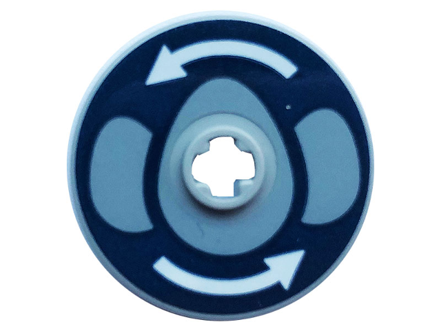 Lego Technic, Disk 3 x 3 with White Arrows and Gray Eggs Pattern (Sticker) - Set 75937 / Light Bluish Gray