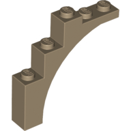 Lego Brick Arch 1 x 5 x 4 [Irregular Bow, Raised Underside Cross Supports] / Dark Tan