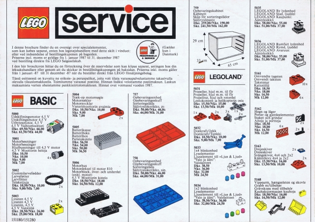 Lego 1987 Medium Service Packs DK/N/S/SF (151180/151280)