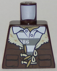 Lego Torso Town Prisoner Shirt Under Fur-Lined Jacket with Pockets and '86' Pattern / Dark Brown