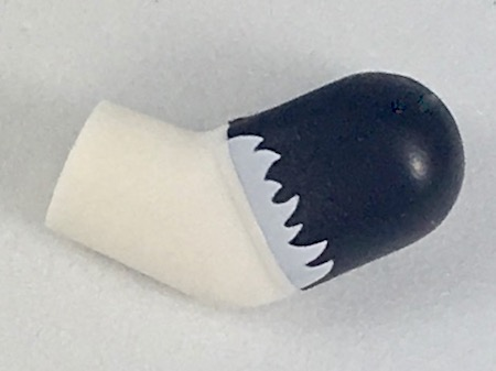 Lego Arm, Left with Black Short Sleeve with White Fur Fringe Pattern / White