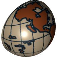 Lego Dome Hemisphere 2 x 2 with Cutout with Reddish Brown Americas and South Pacific Globe Print