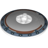 Lego Dish 6 x 6 Inverted (Radar) with Cracked Glass, Steel Rim Print / Trans-Clear