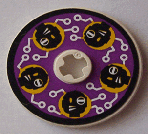 Lego Technic, Disk 3 x 3 with Black Cyber Heads on Purple Pattern (Sticker) - Sets 3038 / 8233 / 8239 / 8266 / White