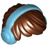 Lego Hair Short Tousled with Headphones Medium Azure Print