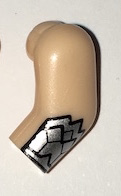 Lego Arm, Left with Silver Gauntlet Pattern / Light Nougat