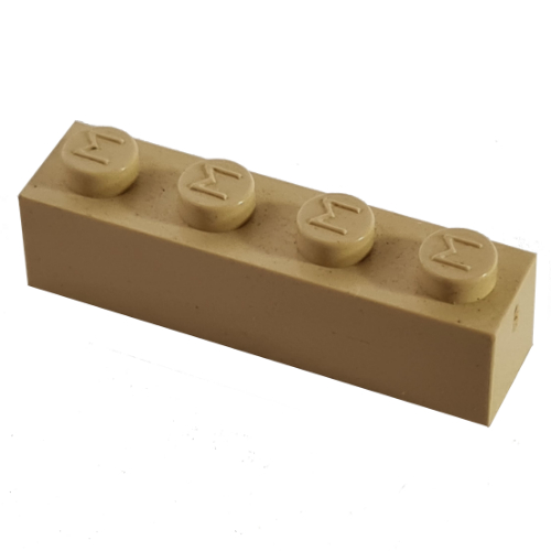 Lego Modulex Brick 1 x 4 with M on Stud / Modulex Buff