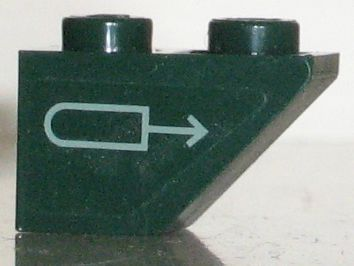 Lego Slope, Inverted 45 2 x 1 with Sand Green Russian Arrow Pattern Model Right Side (Sticker) - Set 7625
