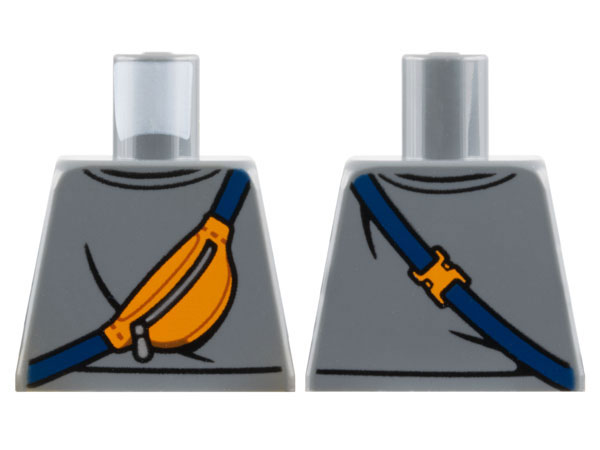 Lego Torso Sweater and Orange Sling Bag with Dark Blue Strap and Silver Zipper Pattern / Dark Bluish Gray