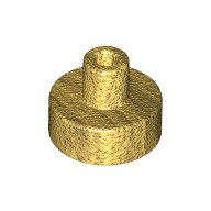 Lego Tile Round 1 x 1 with Hollow Bar / Pearl Gold