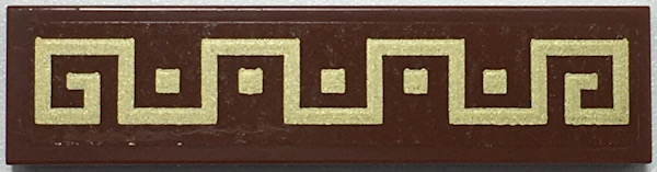 Lego Tile 1 x 4 with Gold Geometric Spiral and Squares Pattern (Sticker) - Set 70657