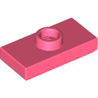 Lego Plate Special 1 x 2 with 1 Stud with Groove and Inside Stud Holder (Jumper) / Coral