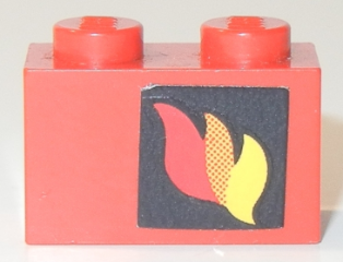 Lego Brick 1 x 2 with Classic Fire Logo Pattern Right Side (Sticker) - Sets 556 / 672