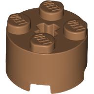 Lego Brick Round 2 x 2 with Axle Hole / Medium Nougat