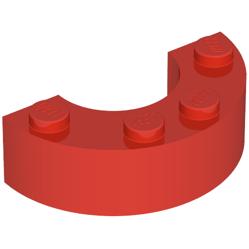 Lego Brick Round Corner 2 x 4 without Stud Notches / Red