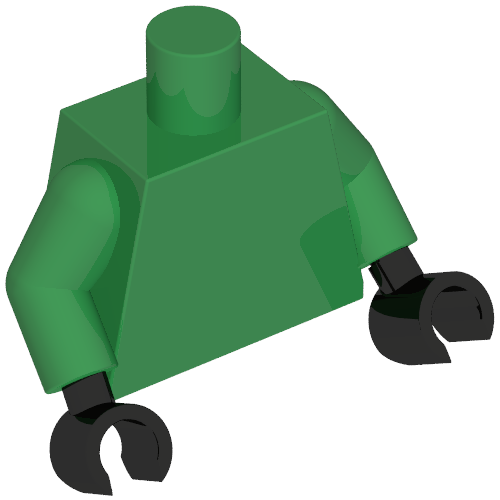 Lego Torso, Green Arms, Black Hands [Plain] / Green