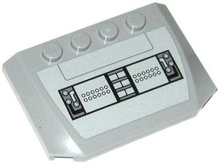 Lego Wedge 4 x 6 x 2/3 Triple Curved with SW AT-TE Control Panel Pattern (Sticker) - Set 75019 / Light Bluish Gray