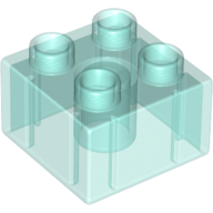 Lego Duplo Brick 2 x 2 / Trans-Light Blue