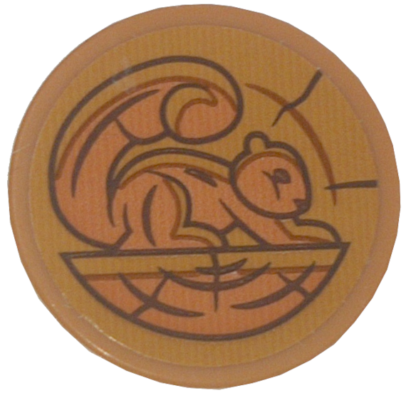 Lego Tile, Round 2 x 2 with Bottom Stud Holder with Tree Stump / Wood Grain and Squirrel Pattern (Sticker) - Set 43242