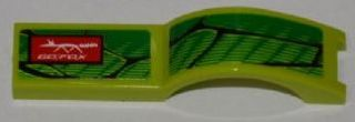Lego Vehicle, Mudguard 1 x 4 1/2 with Scales and 'GO/FOX' Pattern Model Left Side (Stickers) - Set 8231 / Lime
