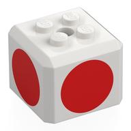 Lego Brick Special Cube with 2 x 2 Studs on Top, and Red Circles Print