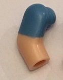 Lego Arm, Right with Molded Medium Blue Short Sleeve  Pattern / Light Nougat