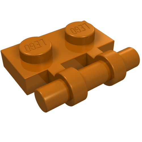 Lego Plate Special 1 x 2 Side Handle [Free Ends] / Dark Orange