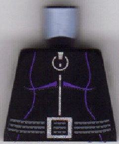 Lego Torso Batman Purple Female Outline, Ring Zipper Pull, Gray 3-Cord Belt Pattern / Black