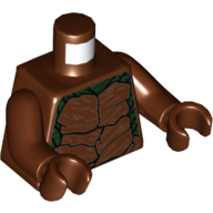Lego Torso Armor, Wooden Muscles (Bark) Print (Teen Groot), Reddish Brown Arms and Hands