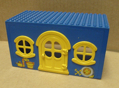 Lego Fabuland House Block 10 x 20 x 9 with Yellow Door and Windows with Spare Tire and Faucet Pattern (Stickers) - Sets 134-2 / 344-2