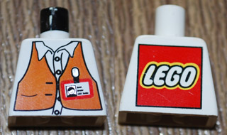 Lego Torso Studios Director Brown Vest, ID Badge Pattern and LEGO Logo on Back / White