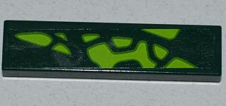 Lego Tile 1 x 4 with 9 Lime Scales Pattern Model Left Side (Sticker) - Set 9450 / Dark Green
