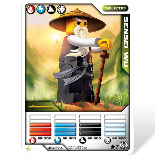 Lego Trading Card, Ninjago Deck #1: *7 - Sensei Wu (Black Outfit) - International Version