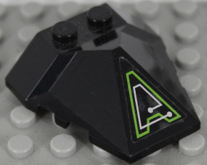 Lego Wedge 4 x 4 x 1 1/3 Pyramid Center with Lime and Silver Exo-Force Circuitry Pattern Model Right Side (Sticker) - Sets 7709 / 7713