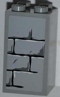 Lego Brick 2 x 2 x 3 with Light Bluish Gray Bricks Pattern (Sticker) - Set 4183 / Light Bluish Gray