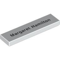 Lego Tile 1 x 4 with Black 'Margaret Hamilton' Print / White