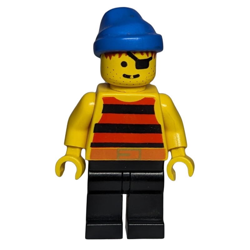 Lego Pirate - Red/Black Stripes, Black Legs, Blue Bandana