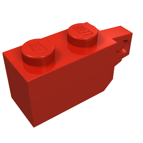 Lego Hinge Brick 1 x 2 Locking with 1 Finger Vertical End / Red