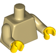 Lego Torso, Tan Arms, Yellow Hands [Plain] / Tan