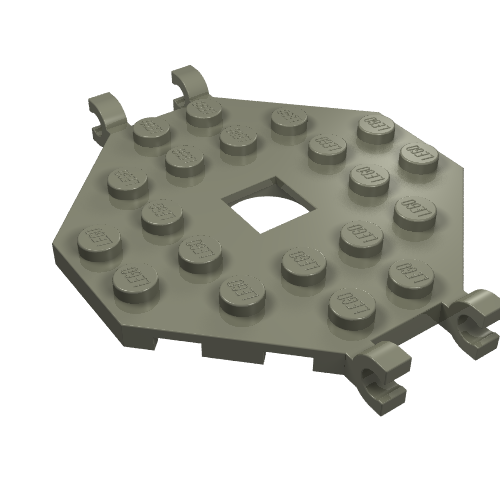 Lego Plate Special 6 x 6 Octagonal with Square Hole and 4 Clips (Boat Mast Platform) / Dark Gray