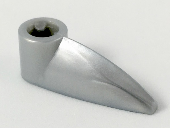 Lego Bionicle 1 x 3 Tooth with Axle Hole (Bohrok Eye) / Pearl Light Gray