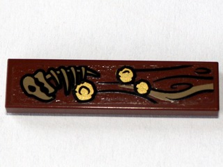 Lego Tile 1 x 4 with Wood Grain, Animal Skeleton and 3 Gold Pieces Pattern (Sticker) - Set 79010