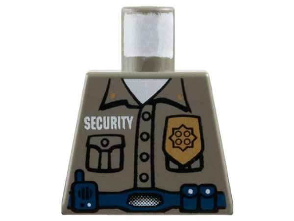 Lego Torso Security Guard, Gold Badge, Dark Blue Belt with Radio Pattern / Dark Gray